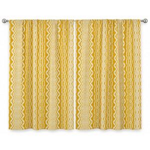 Ambesonne Yellow White Chevron 2-Panel Window Curtains 56x95 Rod Pocket